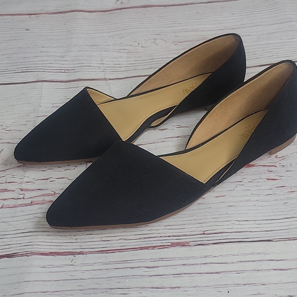 J. CREW Zoe D'Orsay Flat Black Sueded Shoe Size 7
